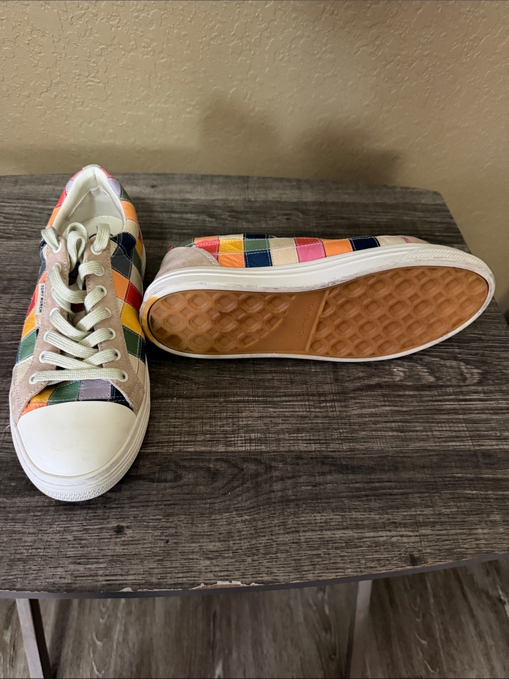 Tory Burch Multicolor Checkerboard Low-Top Sneakers - Picture 2 of 5